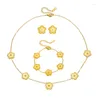 Set di orecchini per collana 3 pezzi/set di gioielli in metallo con trifoglio in acciaio inossidabile per le donne, regalo di braccialetto di design floreale color oro di lusso