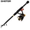 COMBO GHOTDA Telescopic Feeder Pole Spinning Ultralight Rod with Reel Kit 1.62,4m med hopfällbart vänster /höger utbytbart handtag