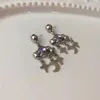 Boucles d'oreilles en argent S925 pour femmes, mignon nuage de pluie, cristal coréen, longue chaîne, pompon, bijoux de fête