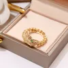 Snake Ring Snake 5A Designer Ring for Woman Gold Plated 18k Size 6 7 8 Officiella reproduktioner Crystal Diamond Jewelry Brand Designer Exquisite Gift With Box 003