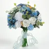 Fleurs décoratives 1Pack Bleu Blanc Artificielle Soie Fleur Tête Matériel Paquet Combo Pour Bouquets De Mariage DIY Mariée Toss Bouquet Shoot