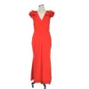 플러스 사이즈 이브닝 드레스 우아한 레이디 ruffle 빨간 검은 색 섹시한 등이없는 큰 크기 여성 파티 공식 맥시 긴 드레스 여름 240228