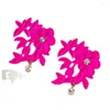 Pendientes De Botón 2024 Moda Color Caramelo Flor Exagerada Diseño De Nicho Sentido Rosa Roja Niña Grande