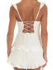 Casual Dresses Women Girl 2024 Summer Mini Strappy Dress Ruffle Strap Cute Sexy Tiered Backless Bandage Short