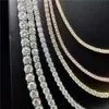 Pass Diamond Tester Hip Hop 925 Sterling Silver 2mm 3mm 4mm 5mm Vvs Moissanite Diamond Necklace Iced Out Moissanite Tennis Chain