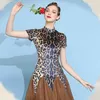 Scen Wear Waltz Ballroom Competition Dress Dance Practice Clothes Performance Costume Leopard Evening Party Gowns Concert Outfits