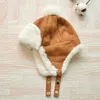 Berets Winter Kids Baby Boy Girl Russia Hat Fur Ball Ear Thicken Warm Cap With Plush Children's Flying 1 2 3 4 Years Bomber Hats