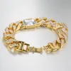 Bracelet alloy inlaid Diamond Cuban bracelet rock trendy style 14MM rectangular zircon bracelet accessory