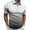 Polos masculinos de luxo combinando roupas polo camisas de golfe casual xadrez manga curta t masculino turn-down colarinho com zíper camisa topos