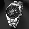 Montres en argent pour hommes Design de mode de luxe Watch en acier inoxydable Quartz pour hommes Gift Montre Homme Relogio Masculino No Box 240227