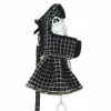 Sets Black Plaid Dog Princess Tutu Dress Skirt Warm Dog Clothes Small Pet Cat Dog Harness Vest And Leash Puppy Collar Leads