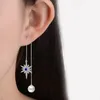 Pendientes colgantes de plata de ley S925 para Mujer, línea de borla larga, joyería de piedras preciosas de perlas, DIWENFU Aros Mujer Oreja Orecchini Females Girls