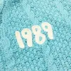レディースニットブルー1989カーディガン女性ファッションシーガル刺繍Vネックシングルブレストニットセーター秋冬Y2Kニットウェア