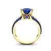 Cluster Rings Hoyon 14K Gold Color Blue Sapphire Ring for Women Wedding Jewelry Diamond Style Red Gemstone Ruby Rose