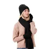 Casquettes de balle Simple Chic Solide Doux Écharpe Hommes Femmes Chapeau D'hiver Chaud Gants À Écran Tactile Ensemble Cou Épais Tricot Gorras