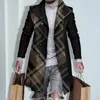 남자 트렌치 코트 가을과 겨울 제품 슬리브 패션 방지 느슨한 긴 남자 피팅 캐주얼 격자 무늬 두꺼운 모직 재킷 코트