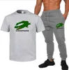 Ensemble T-shirt et pantalon d'été pour hommes, marque décontractée, fitness, jogging, T-shirt, pantalon, mode Hip hop, survêtement