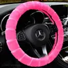 Couvre-volant en peluche chaud couverture de voiture haut rose automne bambou style dame fille universel violet jaune cool auto bricolage