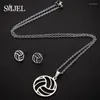 Pendant Necklaces Stainless Steel For Women Fashion Volleyball Geometric Crescent Crown Star Necklace Choker Jewelry Girls Gifts