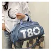 Duffel Väskor T80 Travel Handbag Gym Sports Kvinnors ryggsäck för man Handväska Yoga Fitness Tote Shoe axel duffel bärbar Boston