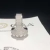 Bijoux de luxe personnalisés en argent Sterling 925 plaqué 18 carats, bague de fiançailles ronde en Moissanite glacée pour femmes, vente en gros