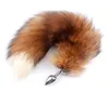 Fanala Drop Real Red Fox Tail Anal Plug Metal Butt Plug Animal Cosplay Tail Erotic Sex Toy For Couple 1988039039 T9901469