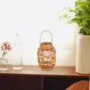 Candle Holders Handwoven Holder Rattan For Fireplace Living Room Decor