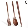 Dinnerware Sets Natural Wooden Durable And Smooth Tableware Spoon Chopsticks Fork Dinner Portable Grain Household Kitchen