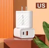 PD 20W Typ C Fast Charger USB Mobiltelefonladdare Adapter Snabbladdning 30 Adapter för Samsung Xiaomi Huawei Wall Charger2026321