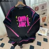 Haut surdimensionné Sweat à capuche pour femme Automne Lettre Imprimer Mode coréenne Pull Vêtements Streetwear Designer Pull à manches longues 240219