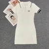 Женская дизайнерская буква печатная вышивка Slim Dress Cel Черно -белая роскошная одежда женская дизайнерская одежда Sml