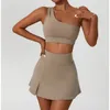 LL-6358 Conjunto de yoga para mujer Faldas de tenis de cintura alta Chaleco Falda de ejercicio Vestidos cortos para porristas Ropa deportiva Correr Pantalones forrados elásticos Tops Ropa deportiva