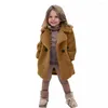 Down Coat Children's Clothing Autumn Baby Girls Plysch Warm Winter Pälsimitation Cashmere Lapel Trench CT121