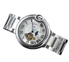 Lyxvarumärke Arvatur Mens Lady Tourbillon Mechanical Movement Watch Classic Roman Dial Watches Waterproof Fashion Designer Armband Silver Wristwatches