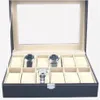 Caixa de relógio de couro sintético, caixa de exibição, organizador, 12 espaços, armazenamento de joias, 271z