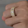 T GG – bague de fiançailles de mariage, argent, or, Micro CZ Zircon, large carré de 8mm, bague d'amoureux pour femmes et hommes, bijoux Hip Hop