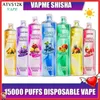 VAPME Shisha Hookah 15000 Puffs Disposable E Cigarettes Puff 15k Vape Pen 650mAh Rechargeable Battery 25ml Pod Capacity 24 Flavors 0% 2% Vaper 15k puff puff 15000 vapes
