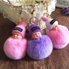 Keychains Keychains Fur Ball Keychain Doll Pom Cute Fluffy Sleeping Baby Doll Keyring Wallet Bag Phone Bag Pink Keychain Accessories 240303