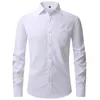 Gul herr klänningskjortor Spring Regular Fit Stretch-knapp ner skjorta män rynkafri enkel vård kausal formell kemis 240223