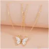 designer Pendant Necklaces 2pcs Friend Sisters Suitable for 2 Girls Matching Butterfly Pendants Long Distance Friendship Jewelry T8de Drop Del Dhpco