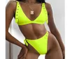 Neon Yeşil Yüksek Bel Bikini 2019 Ayar Strap Mayo Kadınlar Tangal Mayo Kadın İki Parça Bikini Seti Brezilya Mayo Takım T3755604