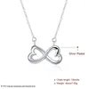 Chaînes 925 Sterling Silver Romantique 2 Coeur Pendentif Collier Pour Femme Lady Anniversaire Bijoux Cadeau D'anniversaire