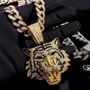 Lód moissanite Diamond 925 Silver 18K Gold Lion Tiger Tiger ręcznie robiony niestandardowy wisiorek dla mężczyzn mikro-inkrukł