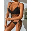 Lu ton zużycie strój jogi seksowna żeńska kąpiel kąpielowy Kobiet Kobiety w talii kobiety dwuczęściowe bikini set bikini set żebrowany kostkę kąpielową kąpiel kąpiel bather jogger gry lu-08 2024