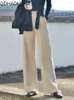 Pantalon femme élégant automne hiver tricot épais tempérament dames laine jambe large décontracté ample taille haute pantalon