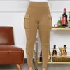 Pantaloni da donna Vintage a vita alta Skinny Matita Slim Casual Leggings sexy Pantaloni Moda Solid Tasca lunga da donna