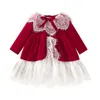 Girl Dresses Prowow 1-7Y Children Winter Red Velvet Dress Lace Patchwork Party Elegant For Christmas Costume