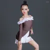 Bühnenkleidung Mädchen Rüschenärmel Latin Dance Kleid Fransen Kleider Kinder Performance Kleidung Wettbewerb SL7295