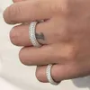 Anel de diamante de moissanite de fogo livre com design de moda sólido sier gelado para joias masculinas hiphop