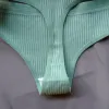 3 pçs sem costura senhoras com nervuras de algodão tanga simples cintura baixa biquíni briefs esportes meninas roupa interior plus size